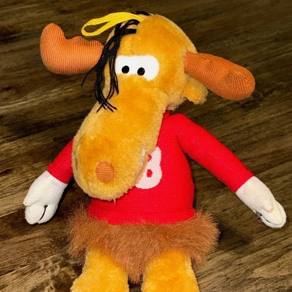 Bullwinkle Stuffed Animal Plush Toy Vintage 1991 by Nanco Brown/Red - Picture 2 of 9